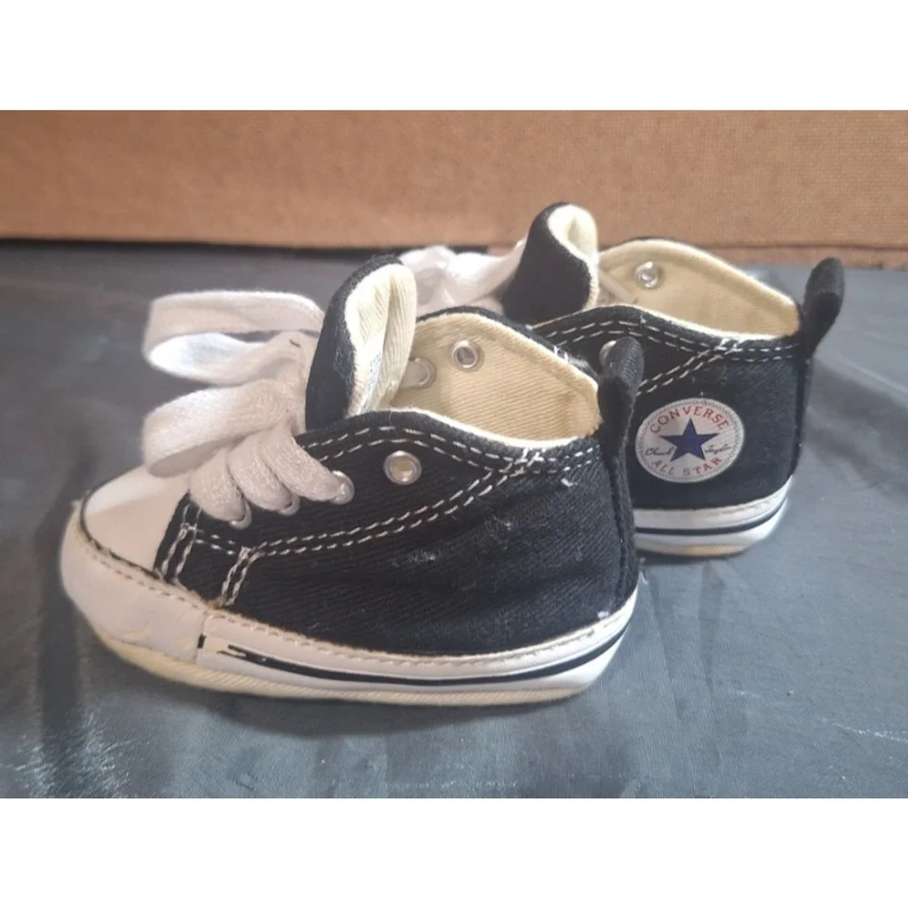 NEW Converse Chuck Taylor All Star Crib Shoes Toddler Infant Black White Sz 1